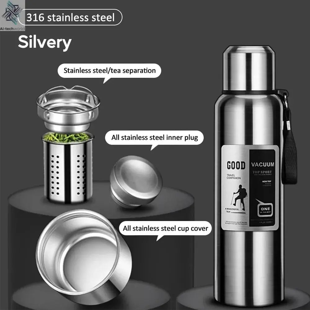 1000ML Stainless Steel Thermos Bottle Sport Thermal Water Bottle Keep Cold and Hot Insulated Cup Outdoor Campping Vacuum Flasks Ai-TechWorld