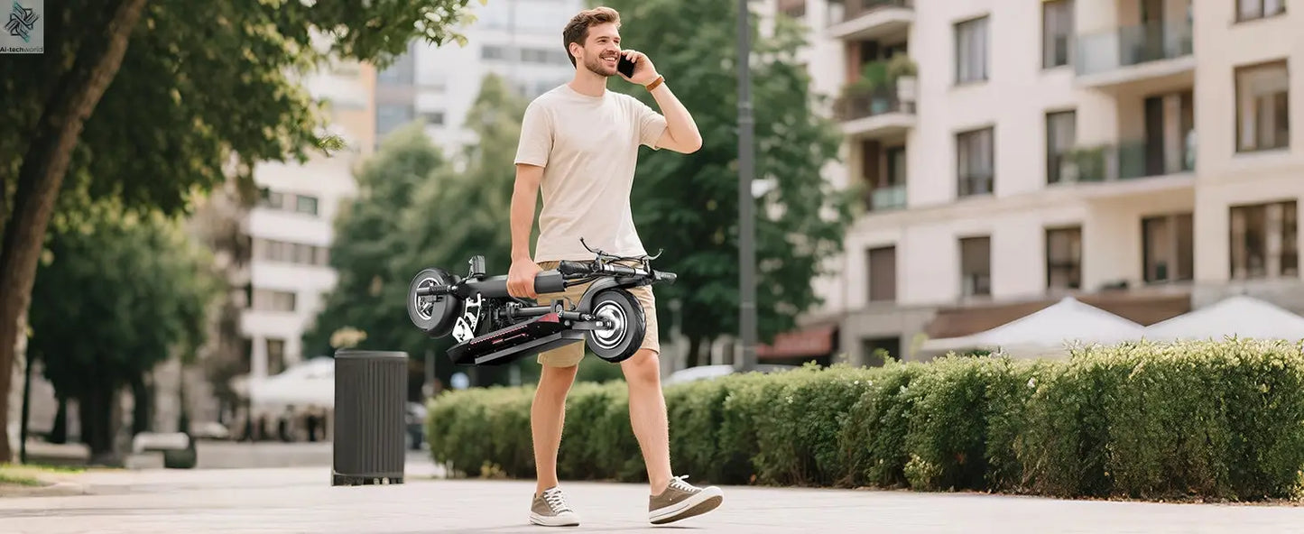 1200W Peak Dual Motor Electric Scooter with Seat, 48V 15AH 27 MPH,Up to 45+ Miles, UL2272 Certified Foldable Commuting E-Scooter Ai-TechWorld
