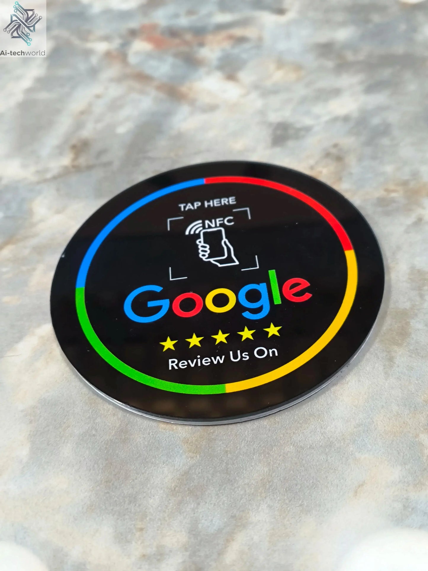 13.56Mhz Programmable Google Round Review Card NFC Round Card NFC Google Review display Round patch card brand holder Ai-TechWorld