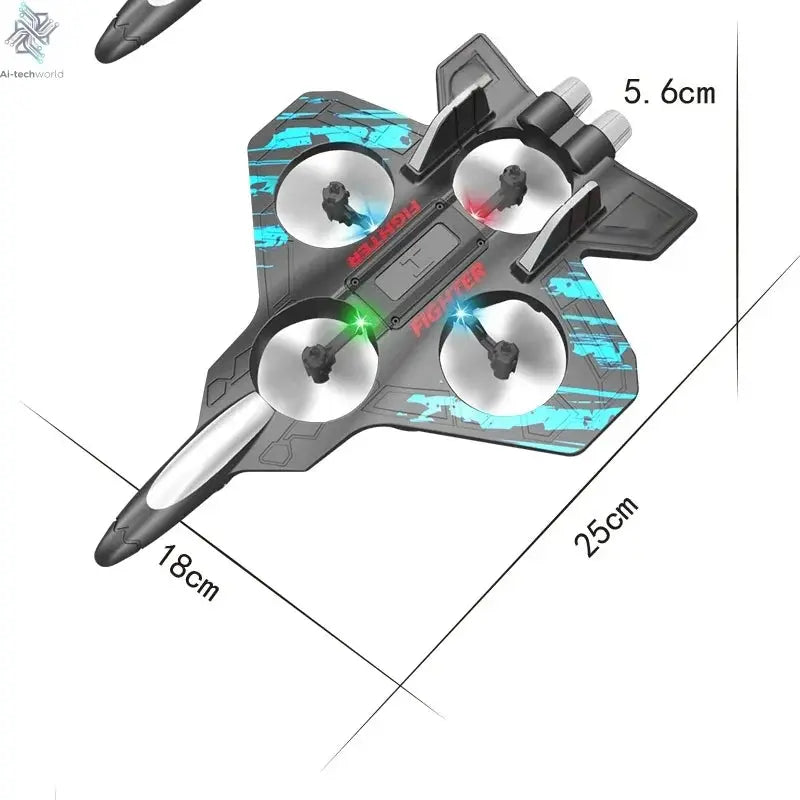 2.4G remote control fighter electric foam glider stunt tumbling UAV hovering helicopter with LED colorful lights aircraft model Ai-TechWorld