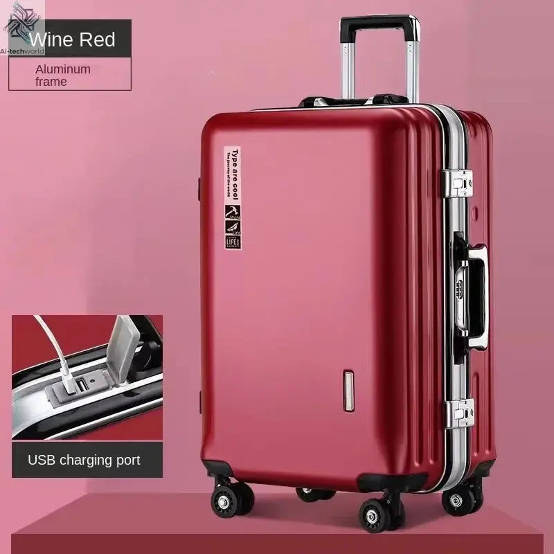 20 22 24 28 Inch Carry-on Suitcase Aluminium frame Rolling Luggage Trip Cabin Trolley Case Travel Bag Password Lock Zipper Ai-TechWorld