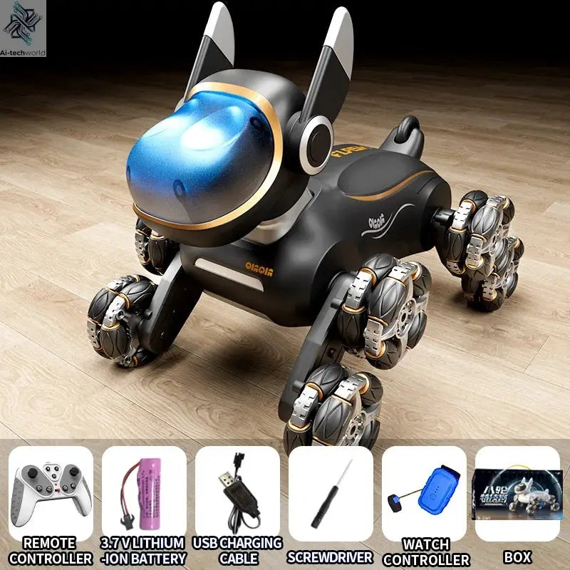 2025 NEW DWI Eight Wheeled Stunt Dog 2.4G Remote Control Intelligent Swing Arm Drift Robot Dog Climbing Car Children's Gift Toy Ai-TechWorld