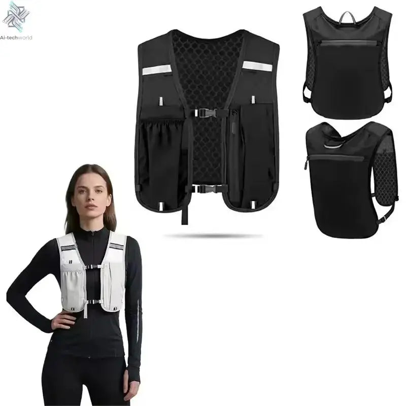 2025 new Biking Running Storage Vest Lightweight Running Vest Reflective Hydration Water Chest Pack With Phone Storage Pocket Ai-TechWorld