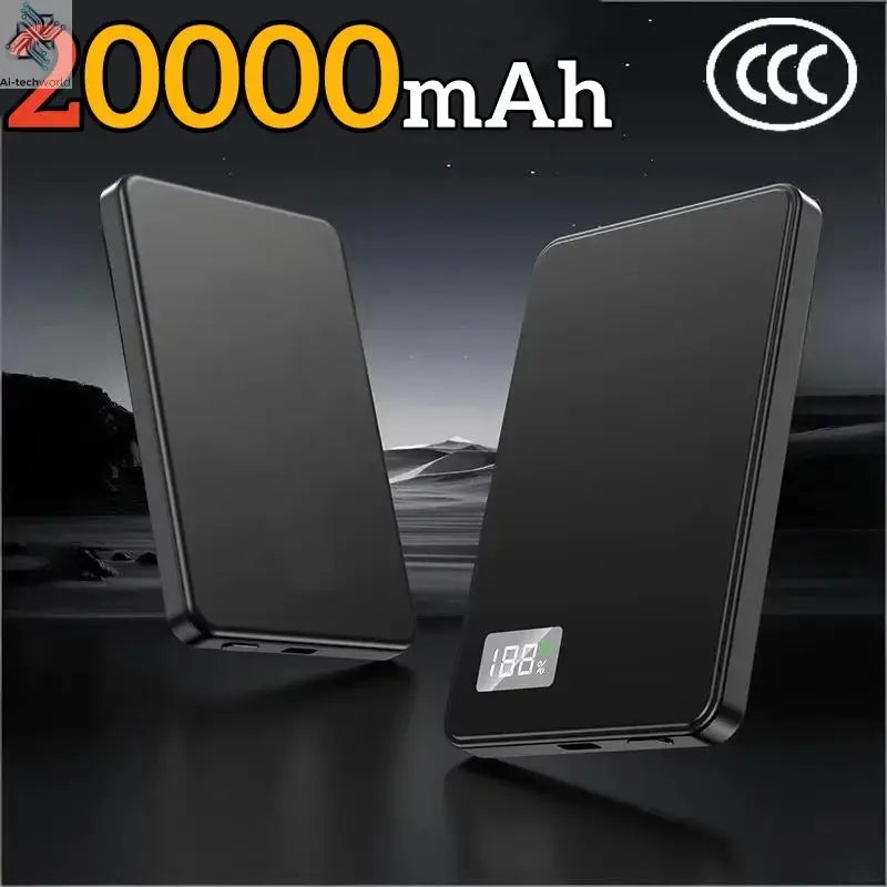 3 IN 1 Power Bank For MagSafe 50000mAh Slim Magnetic Wireless Power Bank 22.5W Portable External Battery For IPhone Samsung 2026 Ai-TechWorld