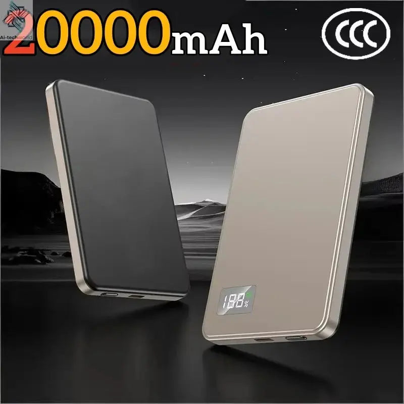 3 IN 1 Power Bank For MagSafe 50000mAh Slim Magnetic Wireless Power Bank 22.5W Portable External Battery For IPhone Samsung 2026 Ai-TechWorld