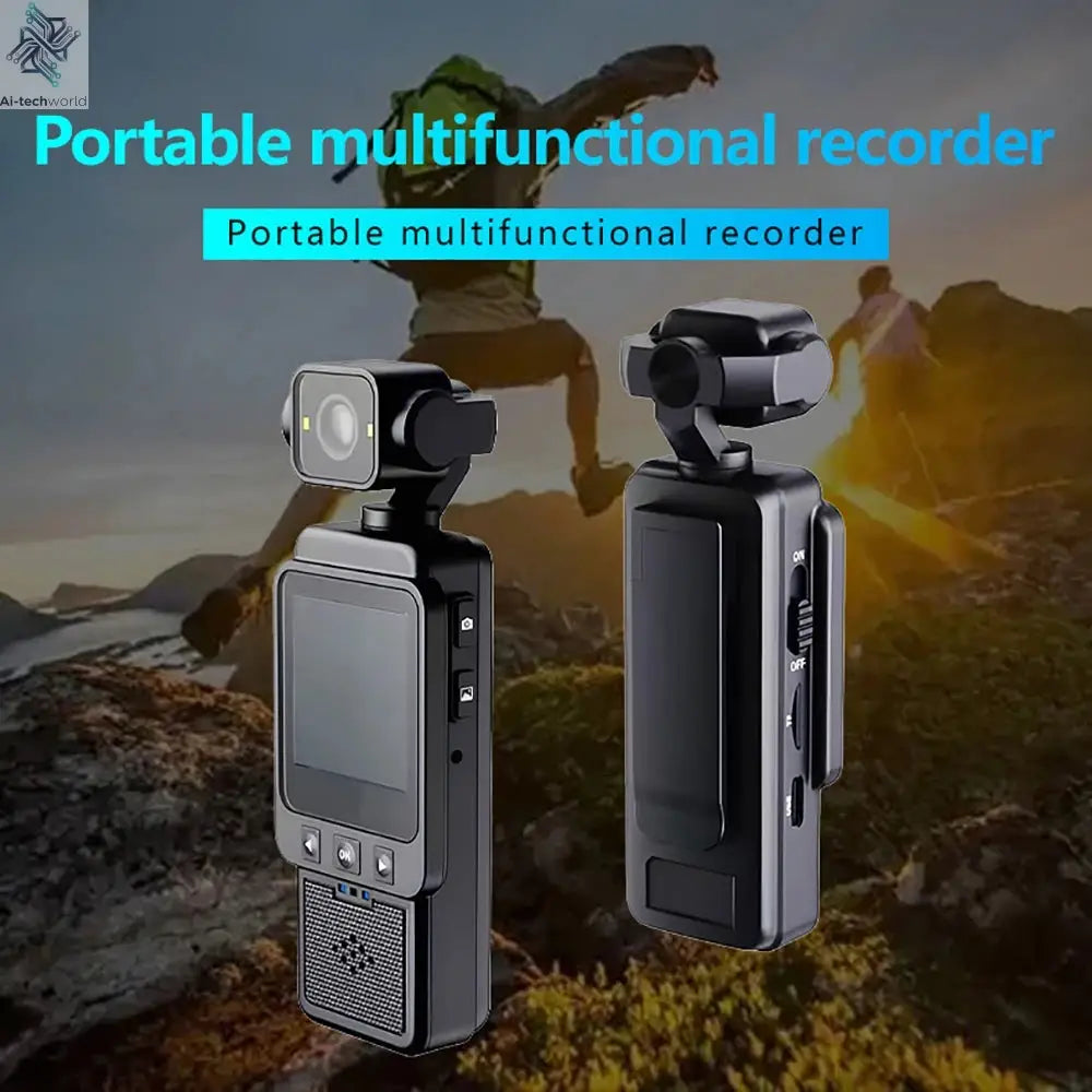 360 ° Rotating Handheld Mini Anti-shake Camera 1080P HD Display Screen WiFi Wireless Wearable Night Vision Outdoor Motion Camera Ai-TechWorld