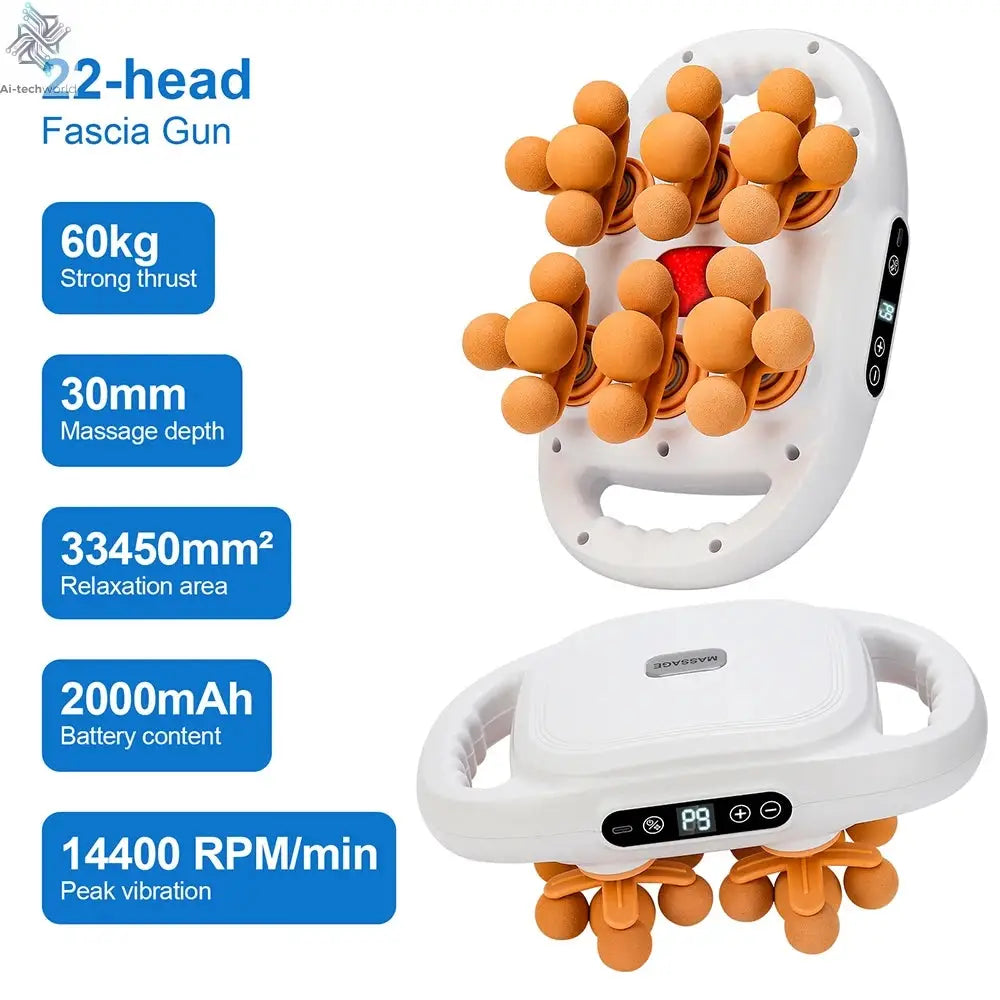 42-Heads Fascia Gun High-Frequency Vibration Body Massage Gun Back and Waist Massager Neck Shoulder Massager Muscle masajeador Ai-TechWorld