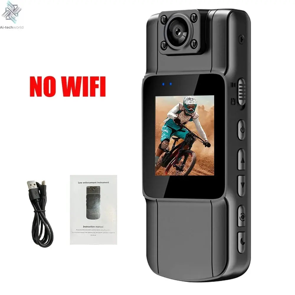 4K 1080P HD Wifi Mini Camera Handheld Back Clip Law Enforcement IR Night Vision Smart Portable Camera Car Recorder Ai-TechWorld