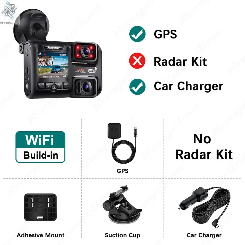 4K 2160P WIFI GPS Logger Dual Lens Car DVR Novatek 96663 Chip Sony image Sensor Night Vision Dual Camera Dash Cam Recorder D30H Ai-TechWorld