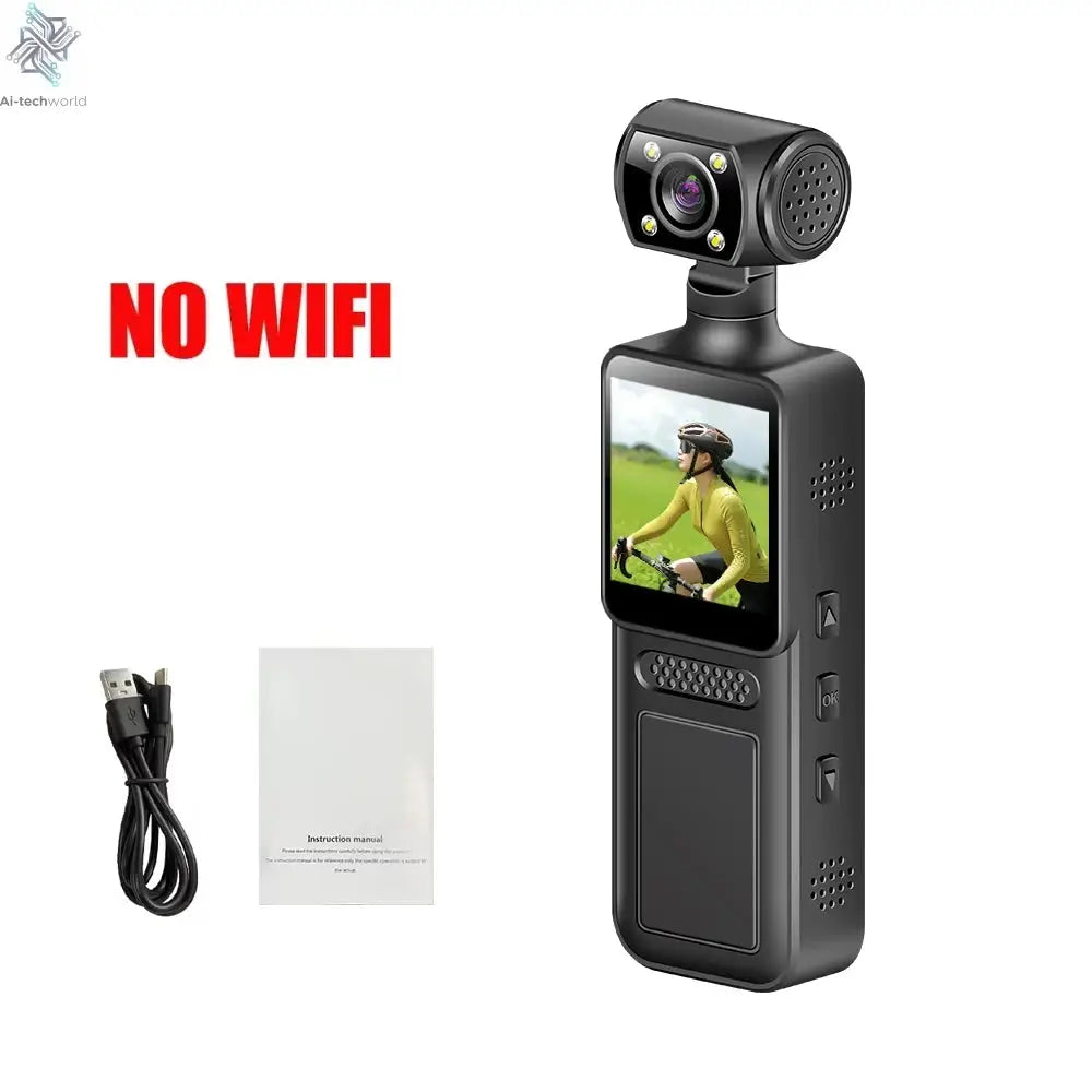 4K HD Handheld Pocket Camera 180 ° Rotating Mini Portable Camera Wearable Night Vision Outdoor Sports Camera 2025 New Ai-TechWorld