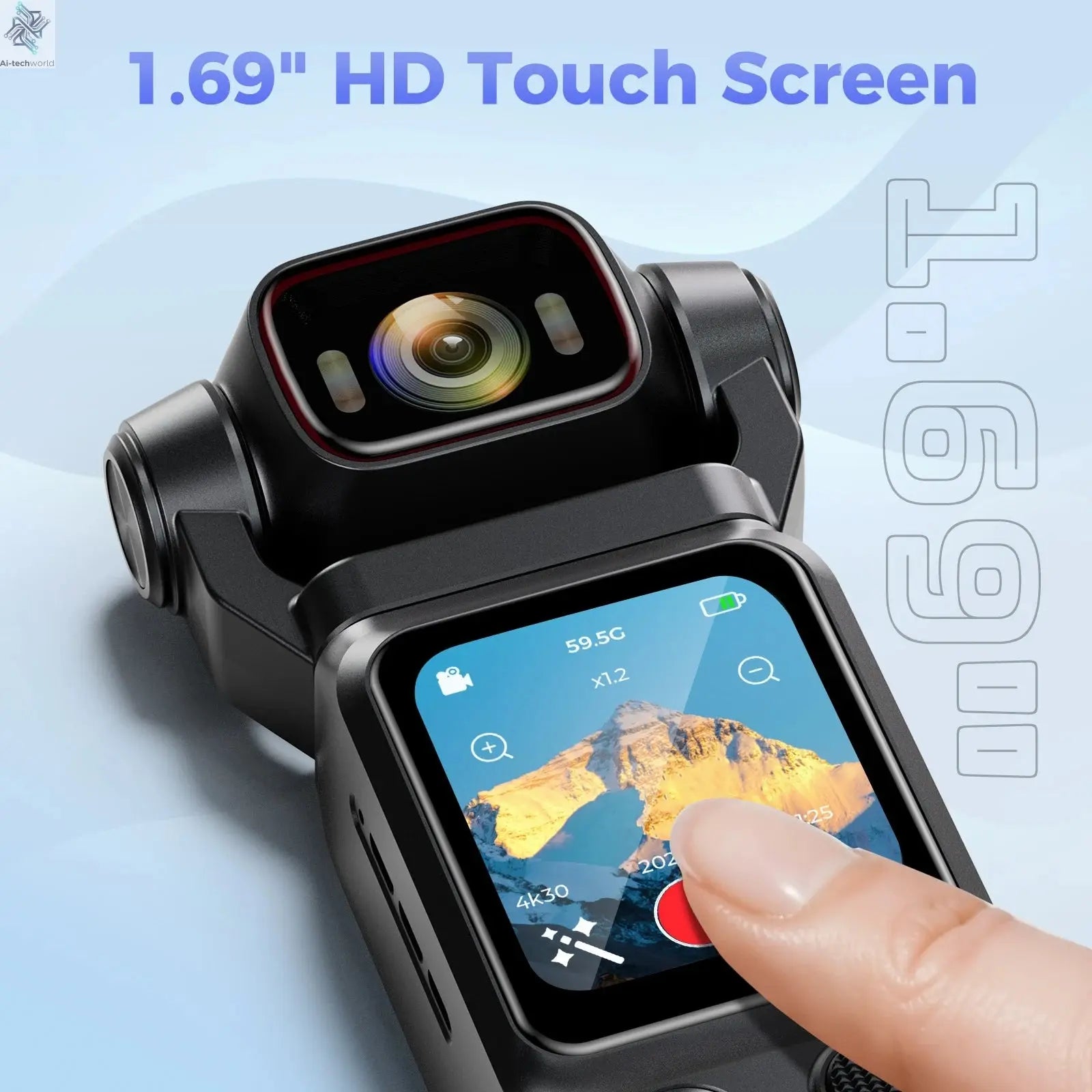 4K Pocket Action Camera Touch Screen Stabilization Sport BodyCam Portable Small Video Recorder Digital Vlog Camera for YouTube Ai-TechWorld