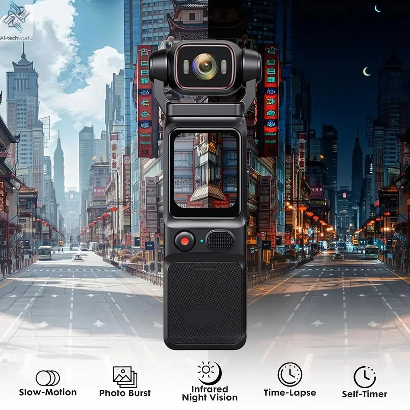 4K Pocket Action Camera Touch Screen Stabilization Sport BodyCam Portable Small Video Recorder Digital Vlog Camera for YouTube Ai-TechWorld