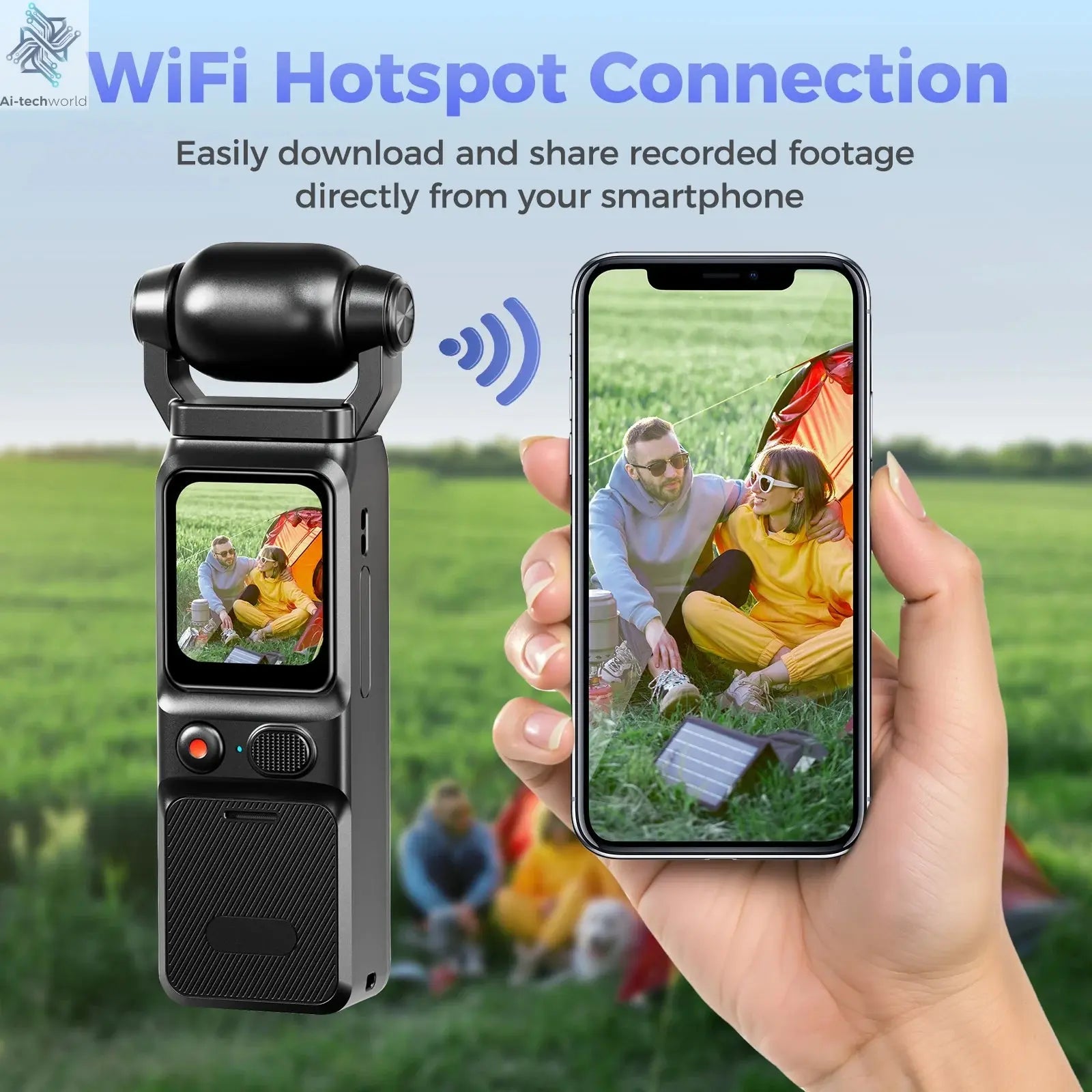 4K Pocket Action Camera Touch Screen Stabilization Sport BodyCam Portable Small Video Recorder Digital Vlog Camera for YouTube Ai-TechWorld