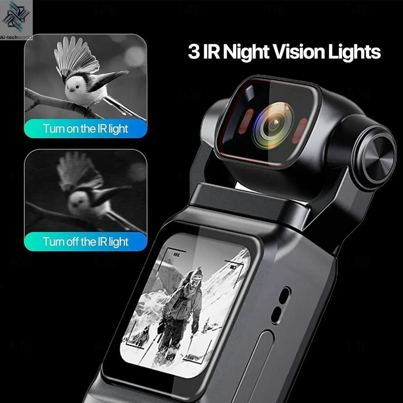 4K Pocket Action Camera Touch Screen Stabilization Sport BodyCam Portable Small Video Recorder Digital Vlog Camera for YouTube Ai-TechWorld