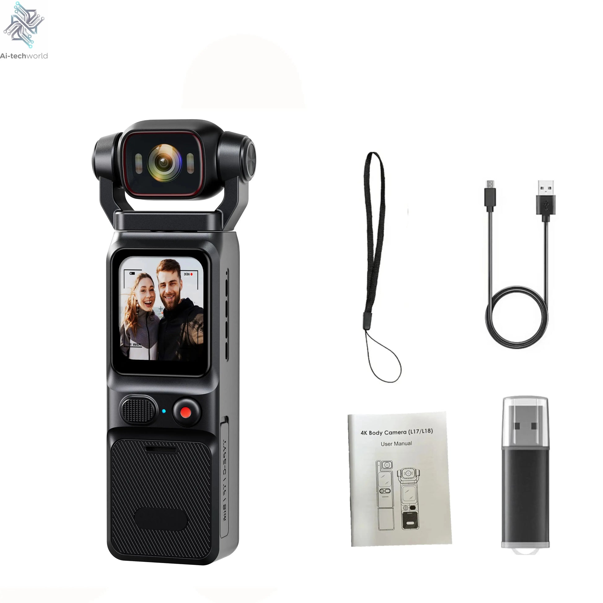 4K Pocket Action Camera Touch Screen Stabilization Sport BodyCam Portable Small Video Recorder Digital Vlog Camera for YouTube Ai-TechWorld