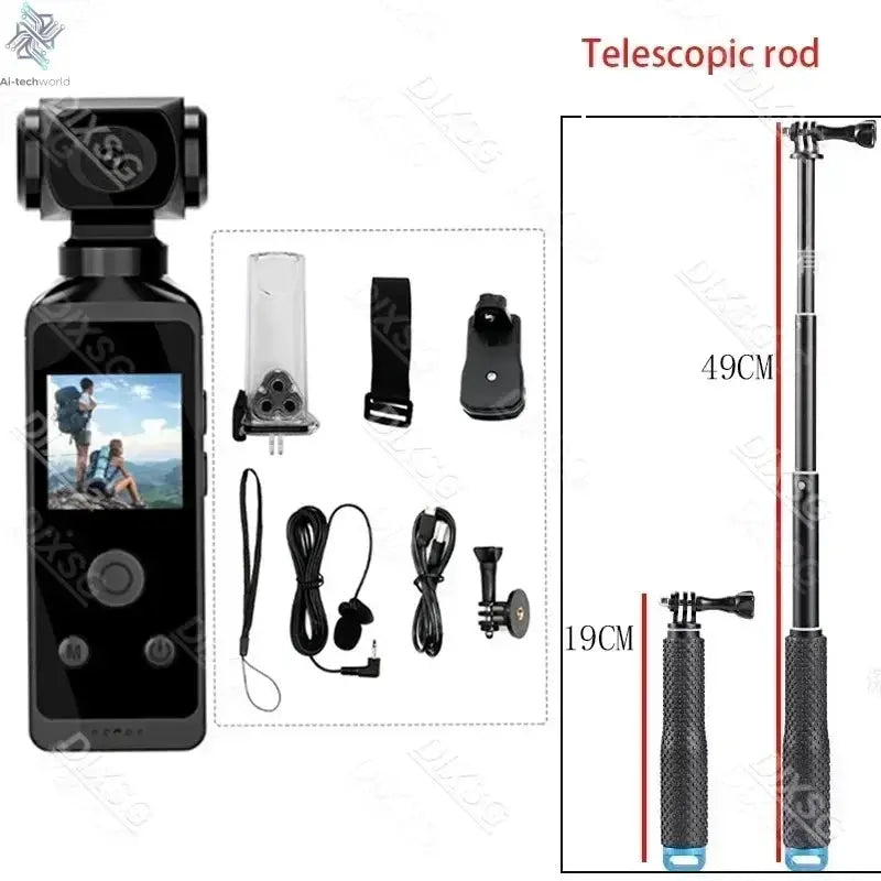 4K Ultra HD Pocket Action Camera 270° Rotatable Vlog Wifi Mini Sports Cam Waterproof Case Helmet Travel Bicycle Driver Recorder Ai-TechWorld