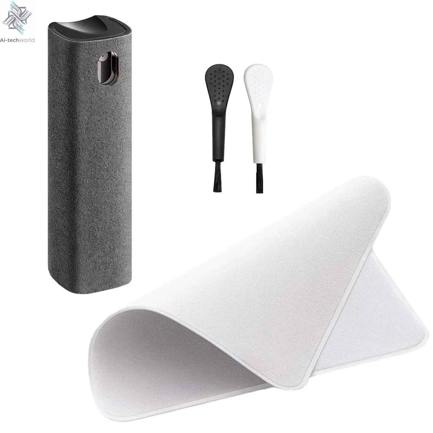 4in1 Microfiber Screen Cleaner Spray Bottle for Mobile Phone Ipad Computer Microfiber Polish Cloth Wipe Cleaning Glasses Wipes - Ai - TechWorld