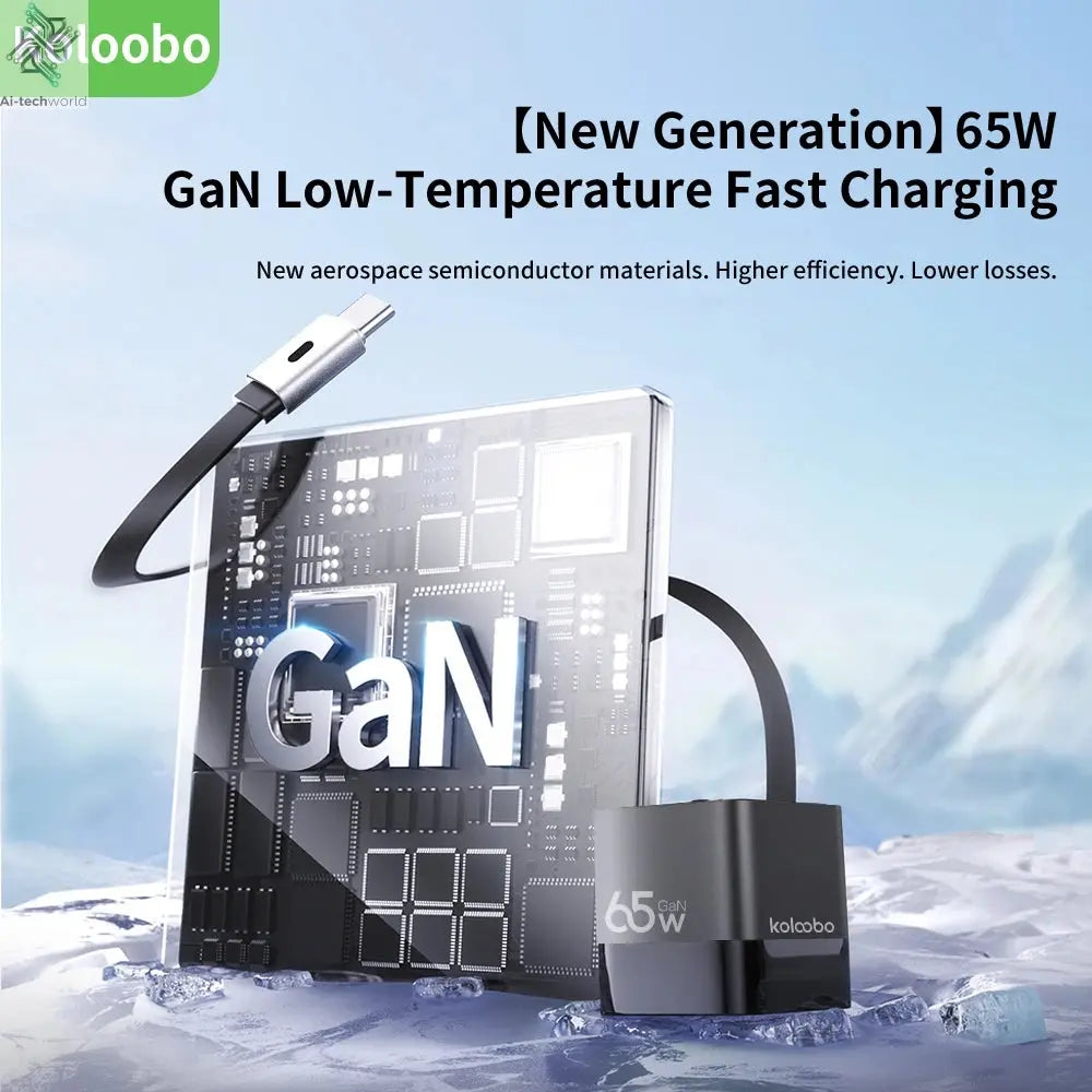 65W GaN Fast Charger Three-Port Charging Head Built-in 80cm Retractable TypeC Cable for iPhone16 15 14 13 Promax Xiaomi Samsung Ai-TechWorld