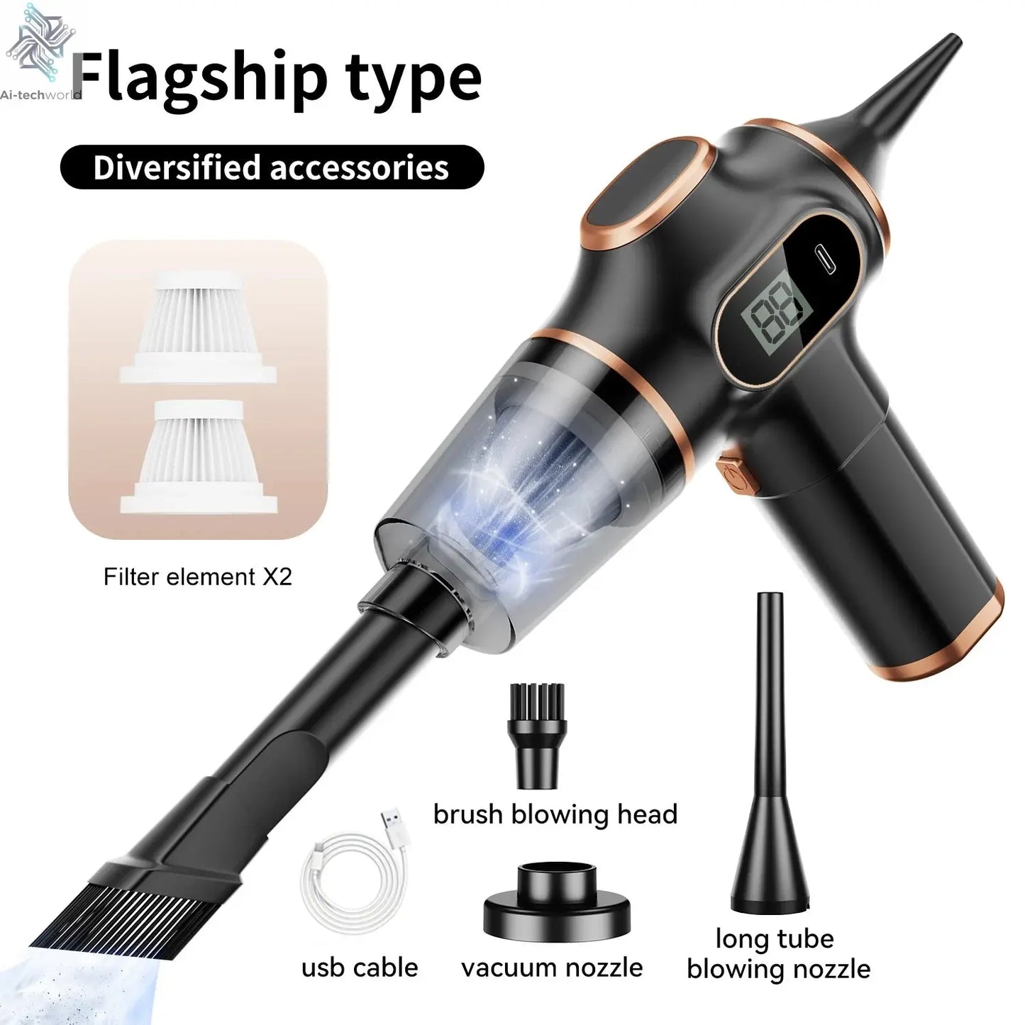 ABS Wireless Car Vacuum Cleaner Home Appliance Sofa Office High-Power Household Cleaning Machine Mini Vacuum Carpet Cleaner Ai-TechWorld