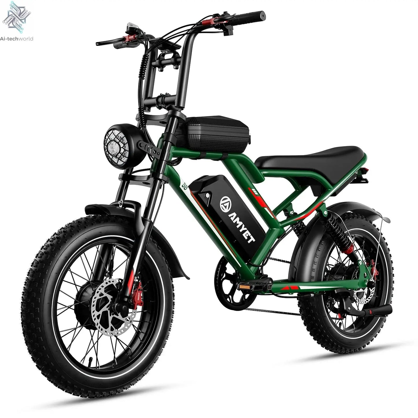 AMYET S8 Adults Electric Bike For Men 2000W Dual Motor Bicycle 48V 25AH Battery 20" Ebike Electric E Bikes Mountain Moped Ebikes Ai-TechWorld