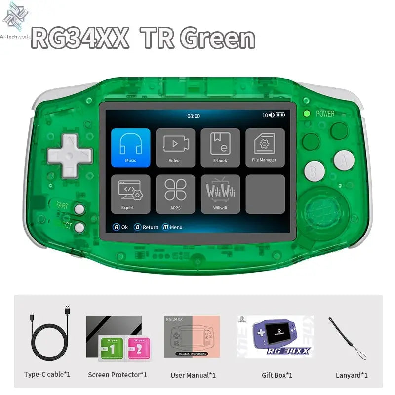 ANBERNIC RG34XX Retro Handheld Game Console 3.4" IPS Screen Linux 64-bit Video Gaming Player Support WiFi Bluetooth HD TV Output Ai-TechWorld