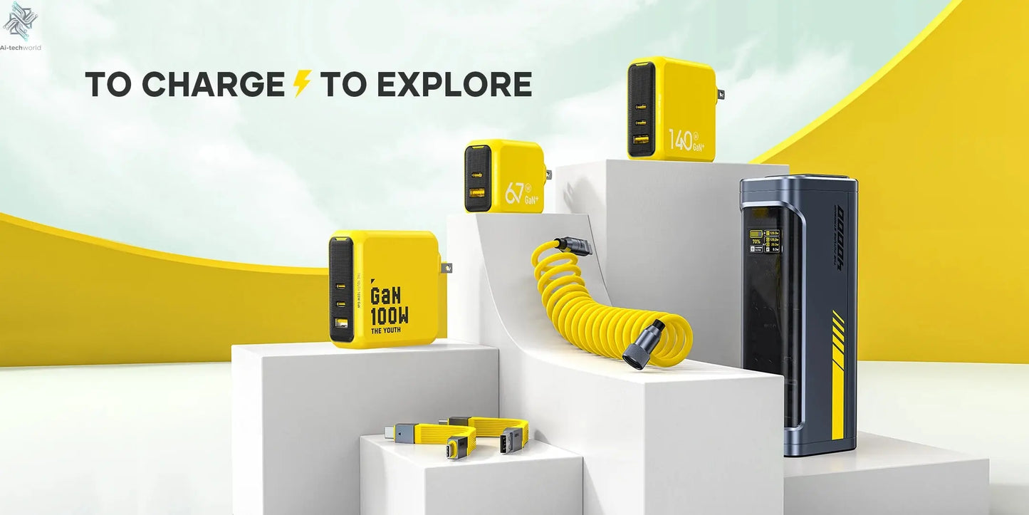 AOHI Magcube Pro 140W GaN Charger PD3.1 3-Port USB C Charger For Macbook Pro Laptop Fast Charger For iPhone 16 Xiaomi Tablet Ai-TechWorld