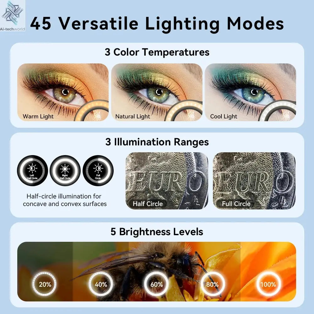 APEXEL 10-20X Zoom Macro Lens HD Micro Phone Camera Lenses with LED Fill Light for iPhone Samsung all Smartphones Eyelash Macro Ai-TechWorld