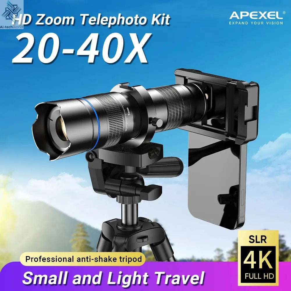 APEXEL HD Metal 20-40x Zoom Telescope Lens for Smartphones Ai-TechWorld