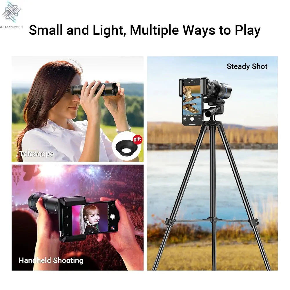 APEXEL HD Metal 20-40x Zoom Telescope Lens for Smartphones Ai-TechWorld