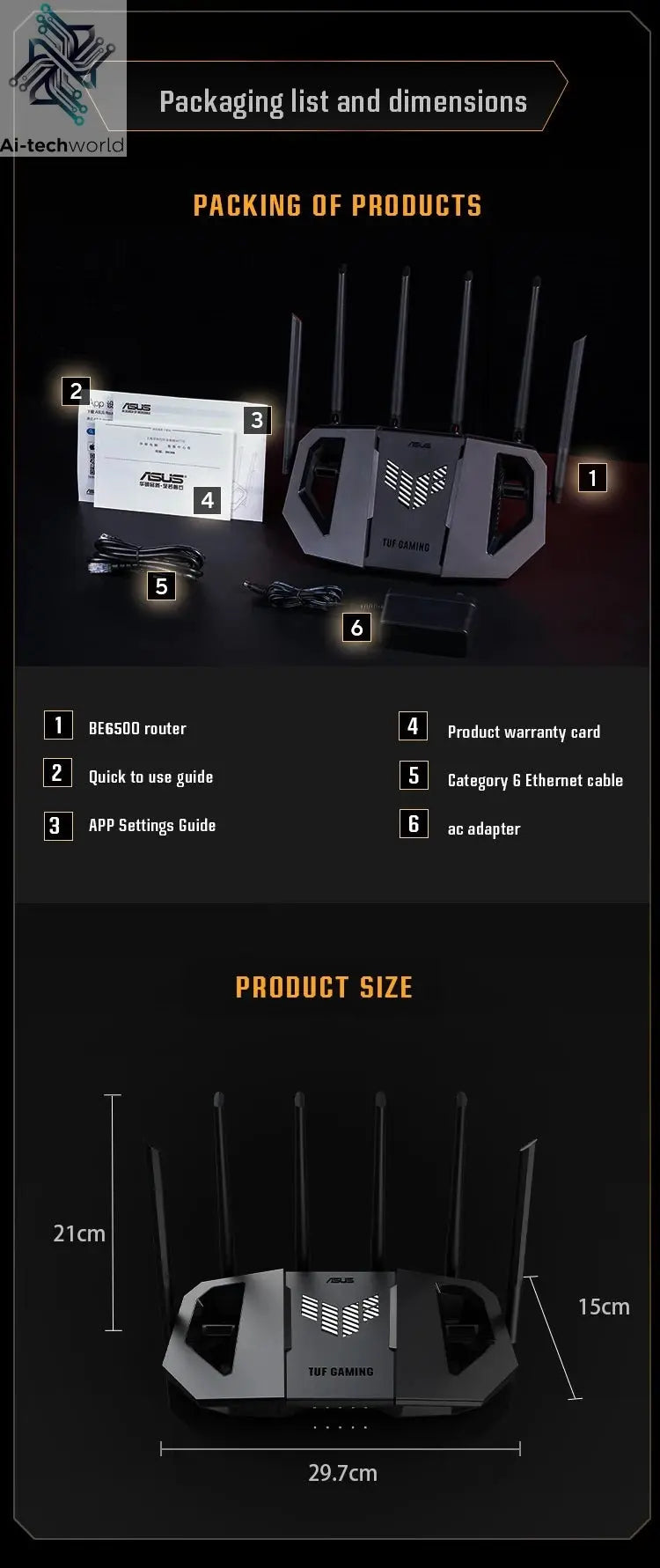 ASUS WiFi7 TUF GAMING BE6500 Gaming Router Ai Router Home WiFi Random Group Routing - Ai - TechWorld