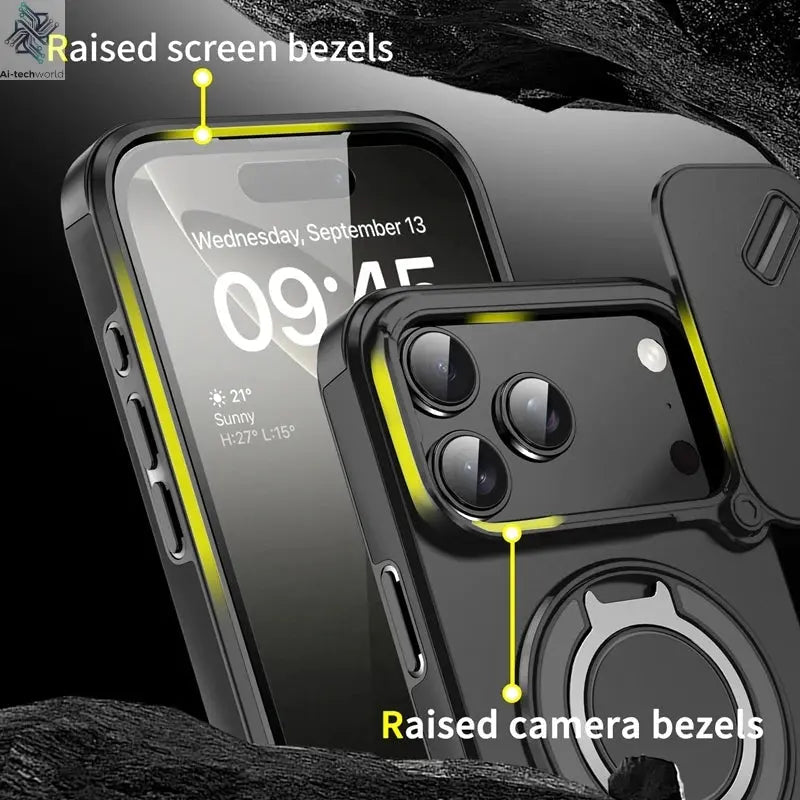 Armor Shockproof Magnetic Ring Stand Holder Case For iphone 17 Pro Max Camera Protection Cover For iphone17 Air - Ai - TechWorld