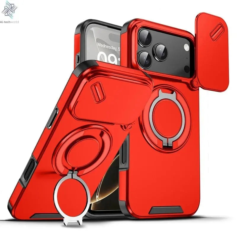 Armor Shockproof Magnetic Ring Stand Holder Case For iphone 17 Pro Max Camera Protection Cover For iphone17 Air - Ai - TechWorld