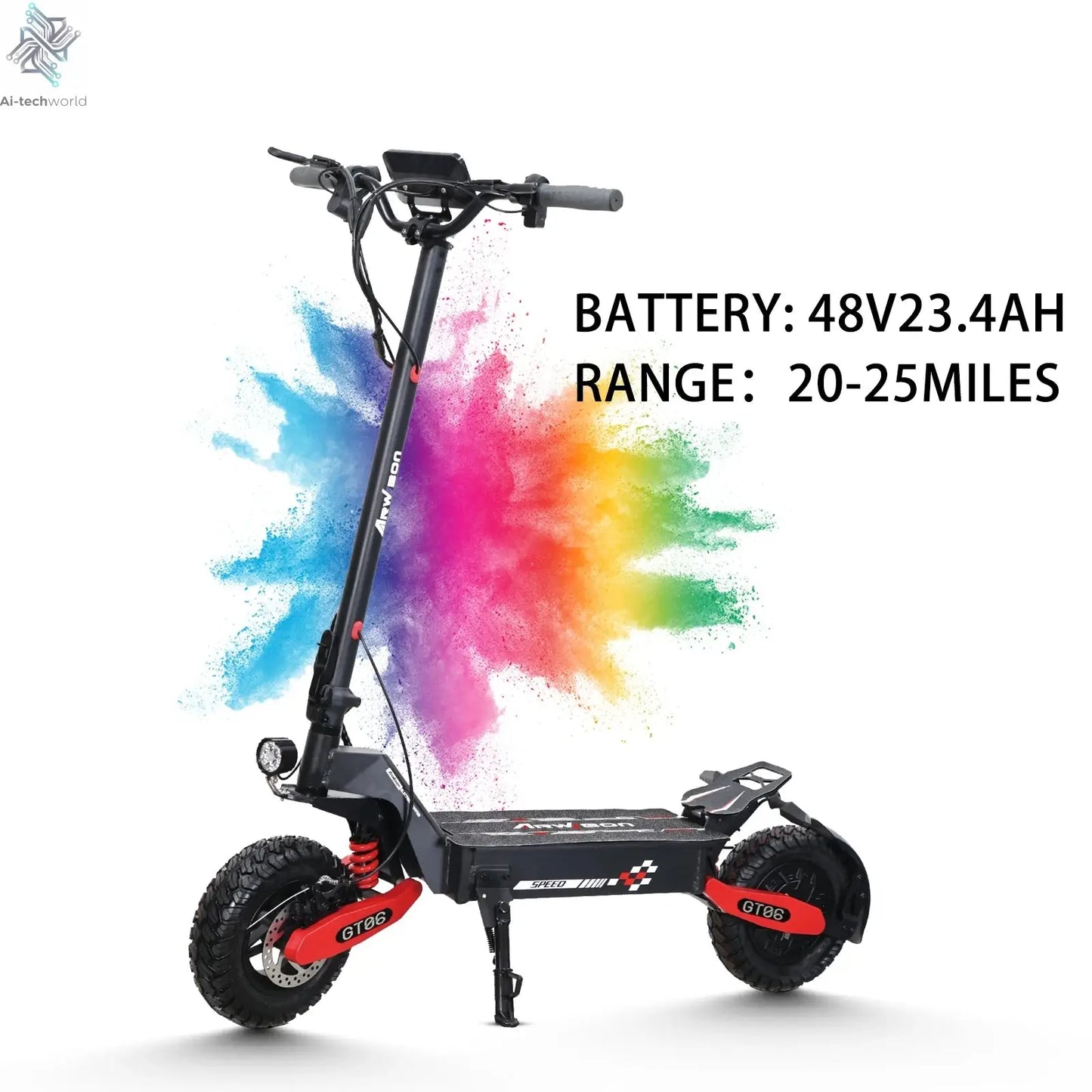 Arwibon GT06 1200W Foldable E-Scooter for Adults -Max Speed 25MPH, 48V 13AH/23.4AH, 11"Off-Road Tires | US Stock, Factory Direct Ai-TechWorld