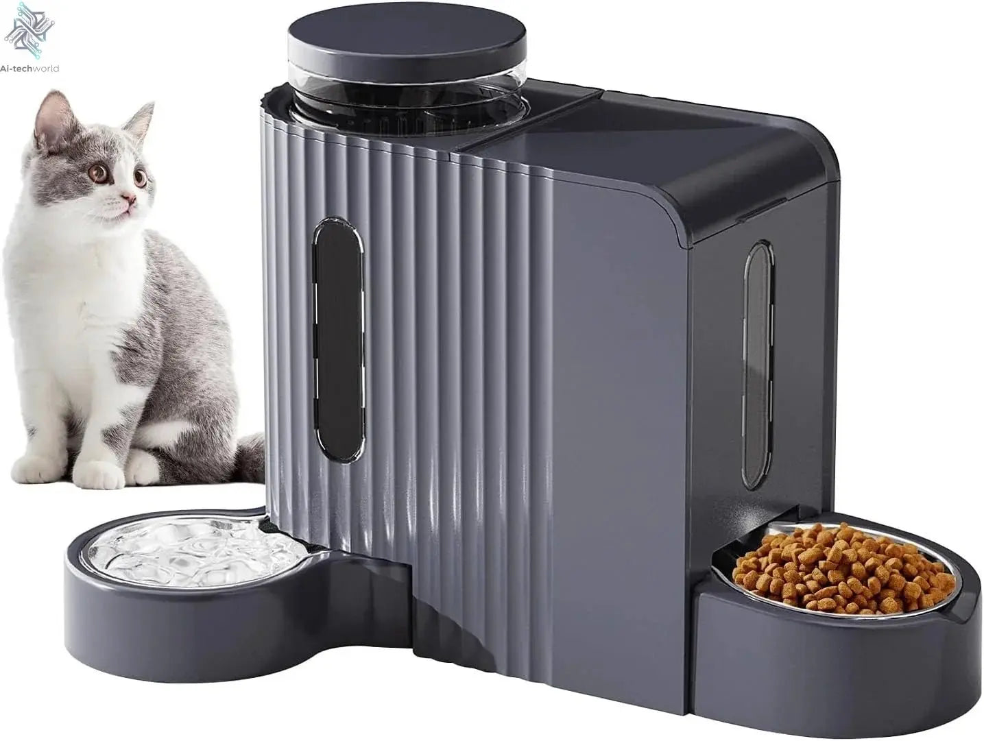 Automatic Pet Feeder and Stainless Steel Water Dispenser - Ai - TechWorld