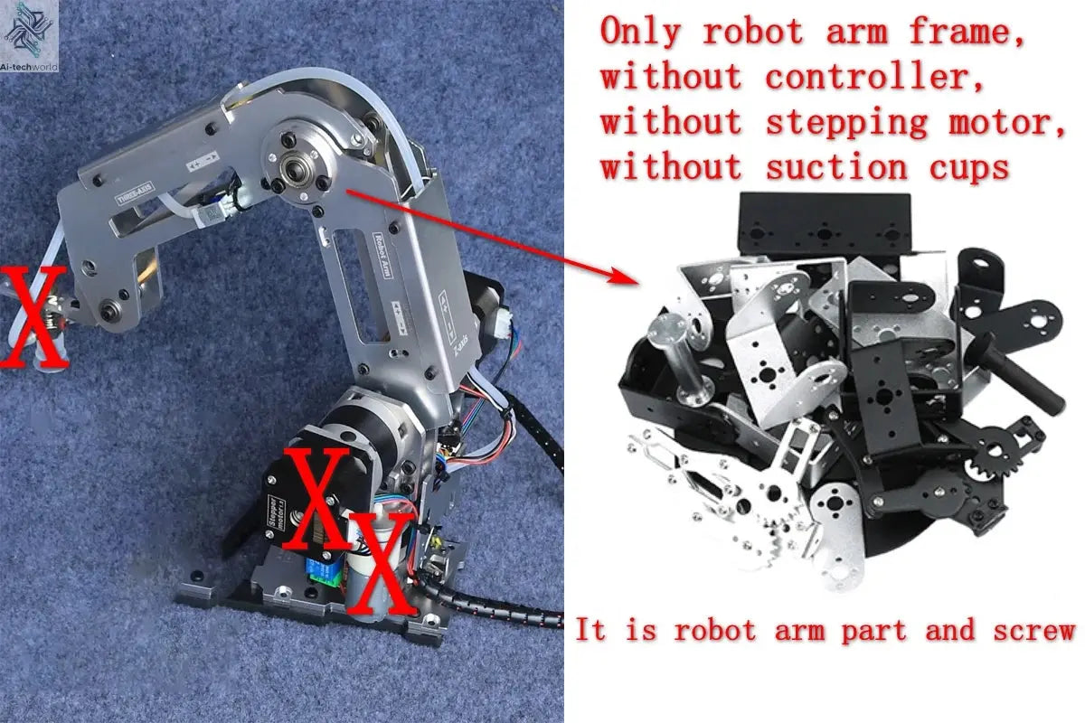 Automation Technology Multi Axis Robotic Arm Industrial Stepping Metal Manipulator For Arduino 2560 Robot DIY Kit with Suction Cup/Stepper Motor Claw Ai-TechWorld