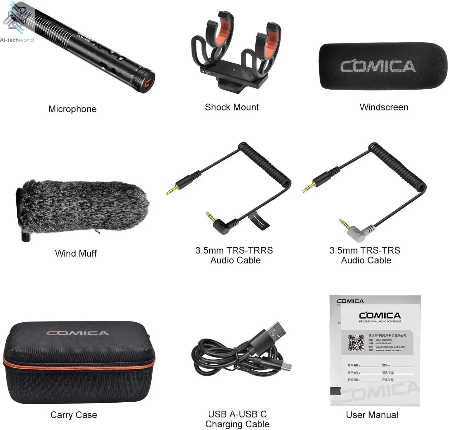 COMICA VM20 Shotgun Microphone, Professional Super Cardioid Microphone with Shock Mount, Camera Microphone For Video Record Ai-TechWorld