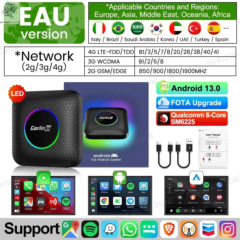 CarlinKit CarPlay Ai Box Android 13 SM6225 8 Cores 64GB 128GB Car Smart Streaming Box Wireless CarPlay Android Auto For Netflix Ai-TechWorld