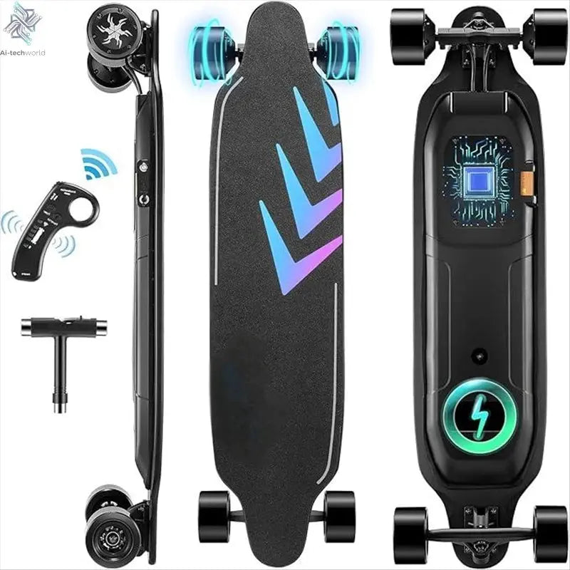 Caroma 38" Electric Skateboard with Remote Control, 1200W Brushless Motor, 28 MPH Top Speed, 300 lbs Max Load, Safety Glow Paper Ai-TechWorld