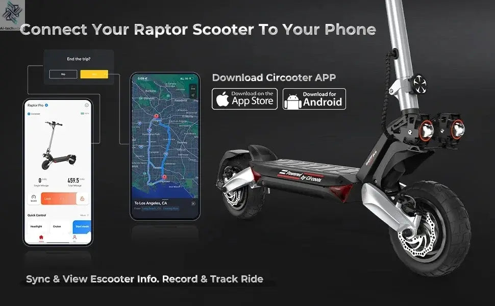 Circooter Raptor pro adult escooter, 1600W motor, 48V 20AH folding E-scooter, 10-inch tire, E-mountain scooter, electric scooter Ai-TechWorld