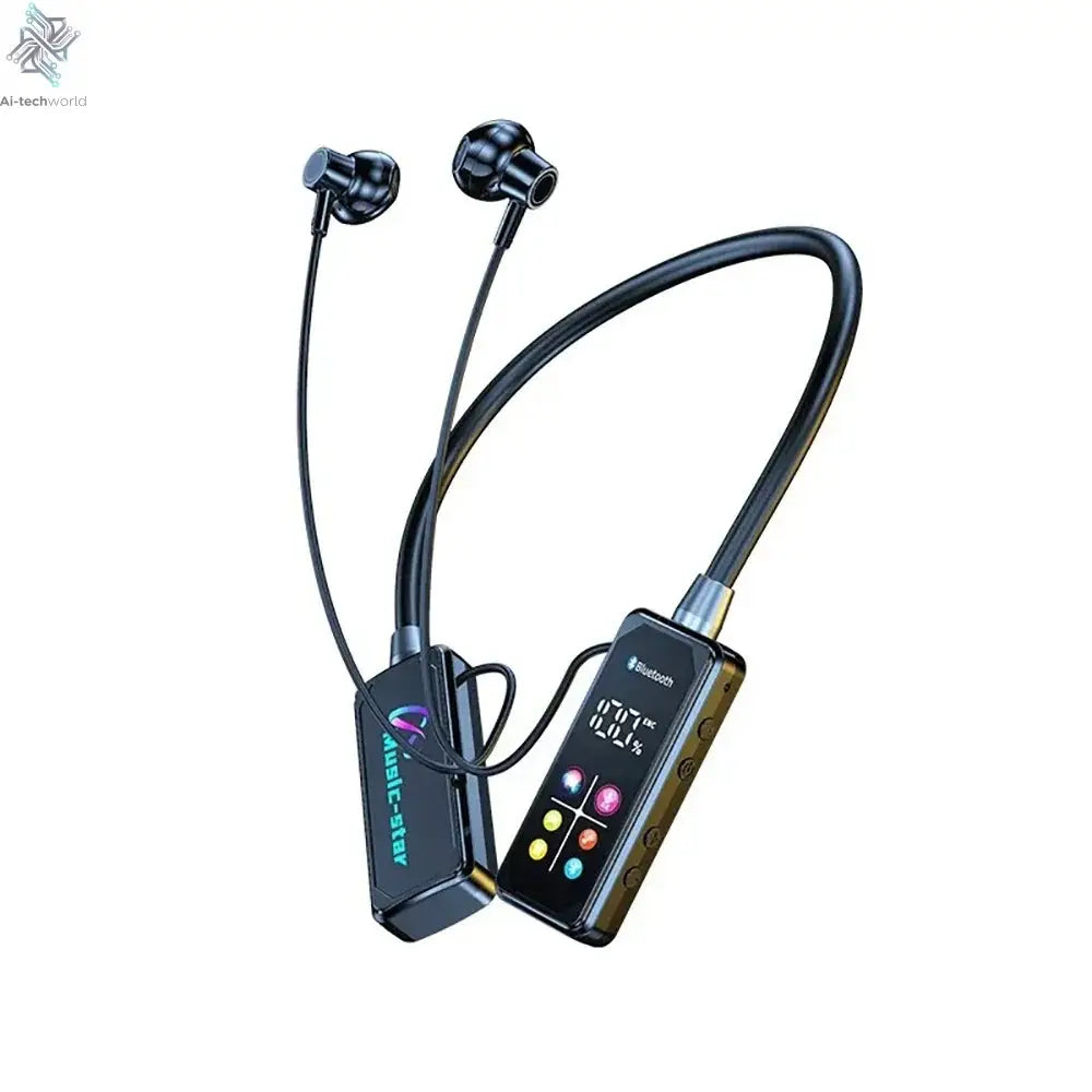 Color Screen Bluetooth 5.4 Earphones Neckband Headphones Wireless Headsets Noise Reduction Earbuds for Live Earphone Monitor - Ai-TechWorld