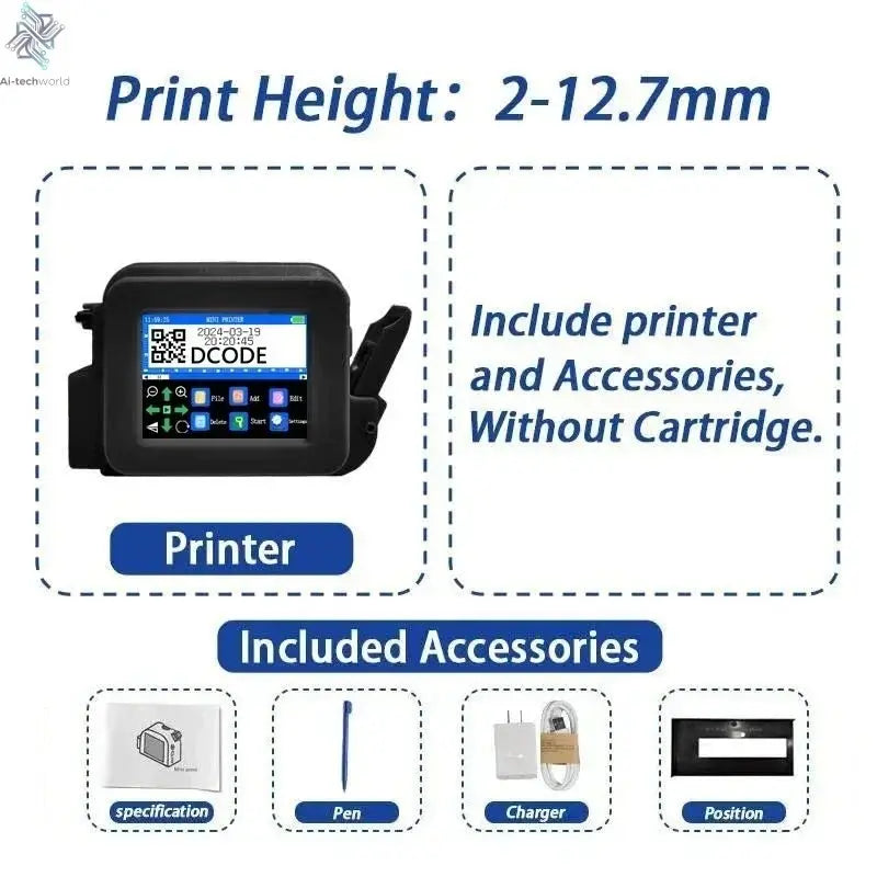 DCODE XMINI Portable Handheld Inkjet Printer - QR Barcode & Text Coding Machine Ai-TechWorld