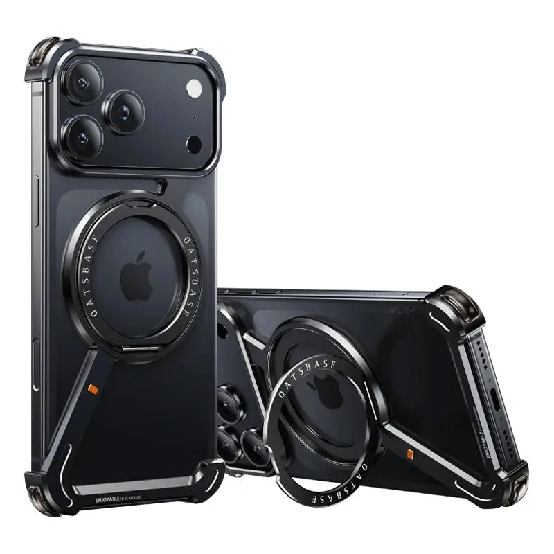 Eary Frameless Case for iPhone 17 Pro/Pro Max/17 Air with 360°Rotate Stand Aluminum Metal Shell Shockproof Protector Phone Cover Ai-TechWorld