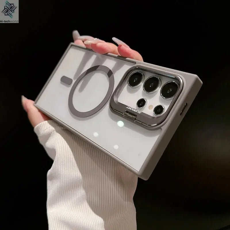 For Magsafe Hidden Holder Clear Case For Samsung Galaxy S25 S24 Ultra S22 Plus S23 FE Shockproof Magnetic Wirelesss Charge Cover - Ai - TechWorld