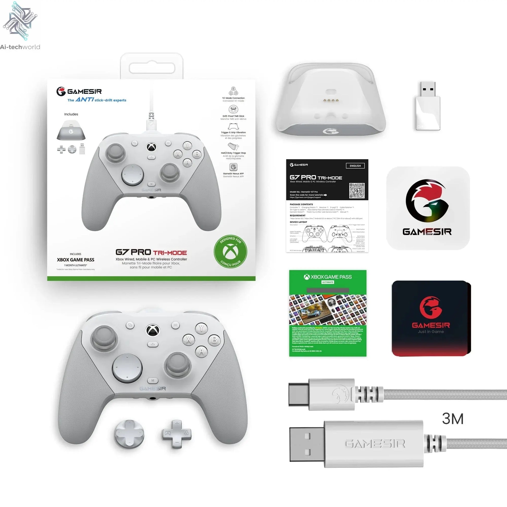 GameSir G7 Pro Xbox Gaming Controller Wired Gamepad for Xbox Series X|S, Xbox One X|S, Steam, PC, Android with Charging Dock - Ai - TechWorld