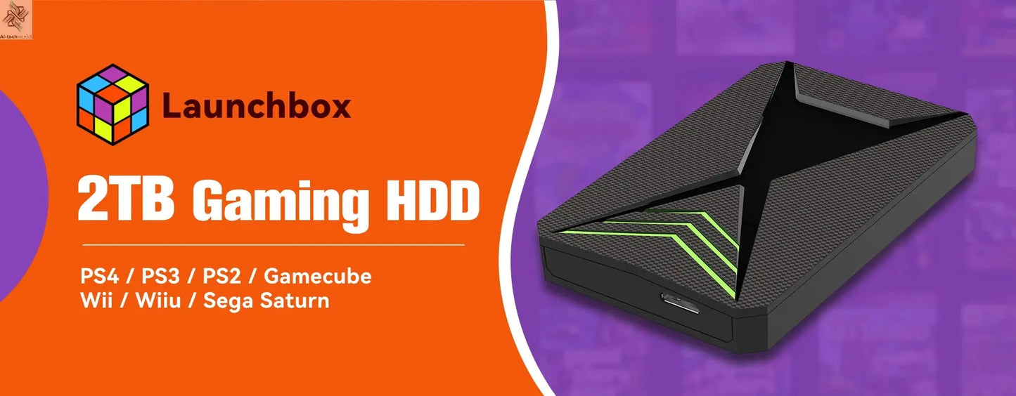 Hyper Base Lbox 500GB Gaming Hard Drive For PS4/PS3/PS2/Wii/Wiiu/Gamecube/Saturn With 3700+ Games Plug&Play For Win PC Launchbox Ai-TechWorld