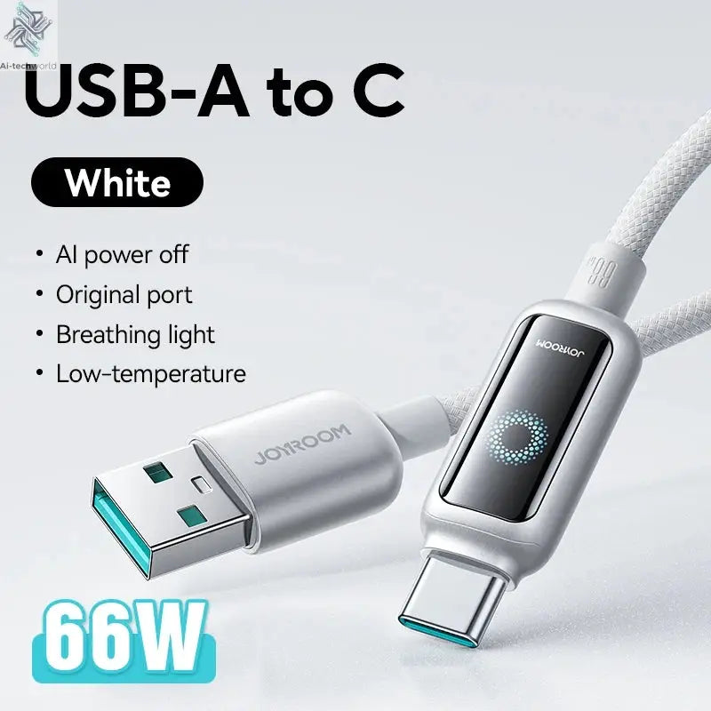 Joyroom 100W USB C Cable Automatic Power Off Fast Charge Type C Cable For iPhone 16 15 Pro Max Xiaomi Sumsang Huawei Ai-TechWorld