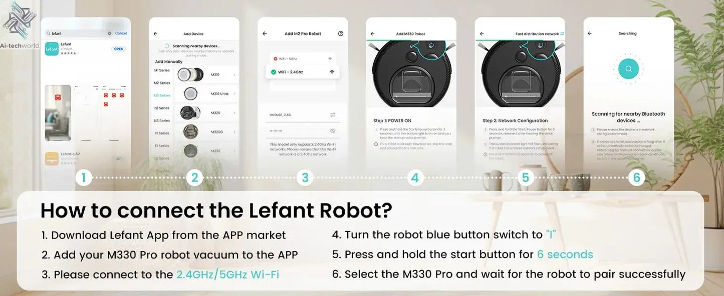 Lefant M330 Pro Robot Vacuum and Mop combo, 5000Pa,dTOF LiDAR Navigation, Alexa/Google/WiFi,Ideal for Pet Hair Ai-TechWorld