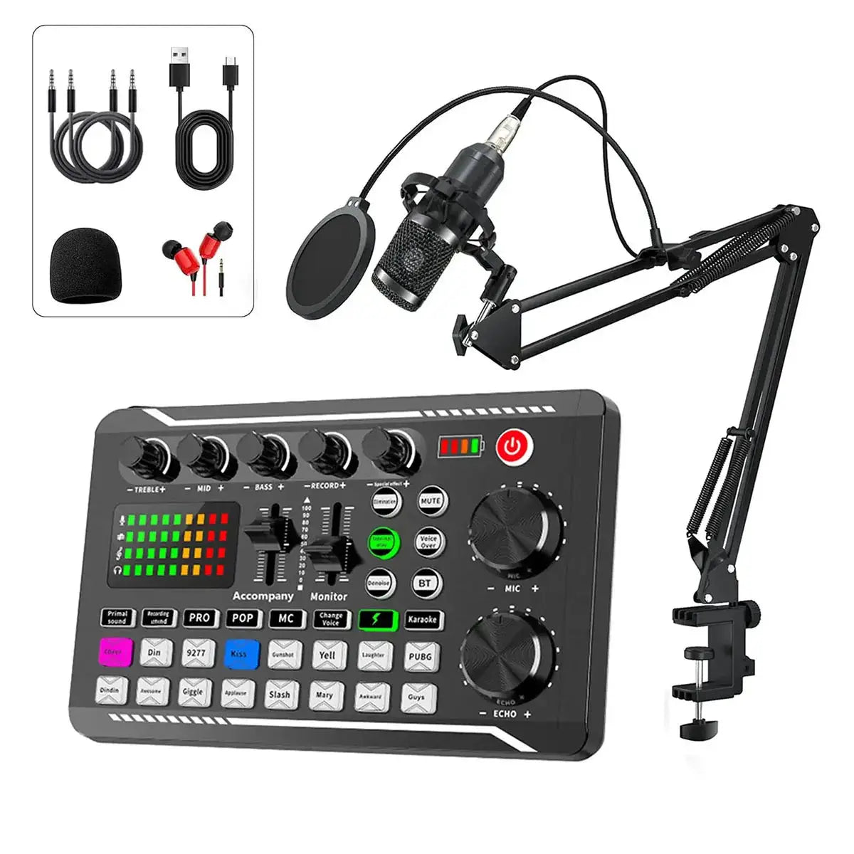 Live Podcast Equipment Set, with BM800 studio microphone, audio mixer supports a variety of sound effects, for PC,live broadcast Ai-TechWorld