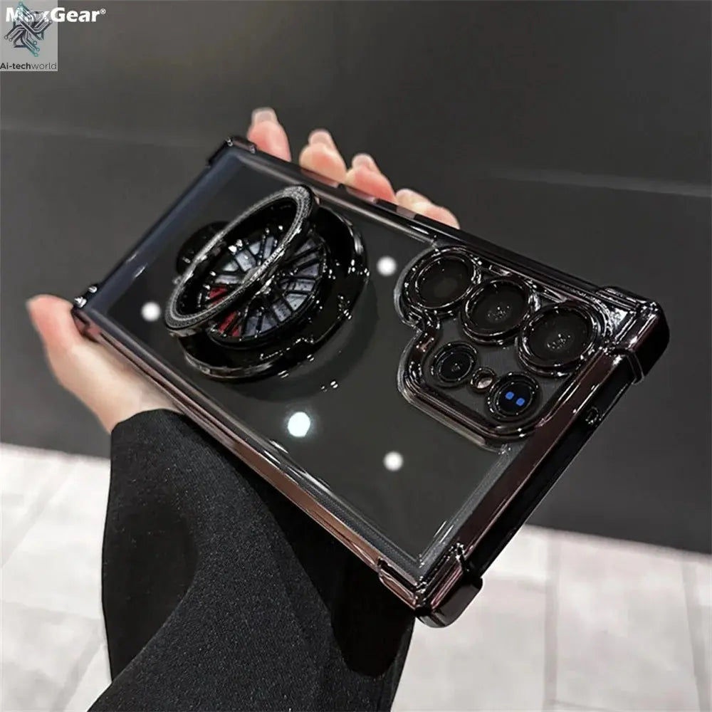 Luxury Airbags Plating Magnetic Transparent Case for Samsung Galaxy S25 S24 Ultra S23 Fe S22 Plus A54 A34 A15 A25 A35 A55 A53 - Ai - TechWorld