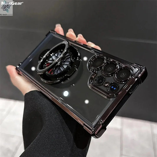 Luxury Airbags Plating Magnetic Transparent Case for Samsung Galaxy S25 S24 Ultra S23 Fe S22 Plus A54 A34 A15 A25 A35 A55 A53 - Ai - TechWorld